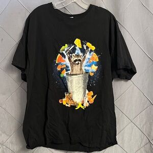 Trash, panda raccoon in garbage can graphic tea extra large XL